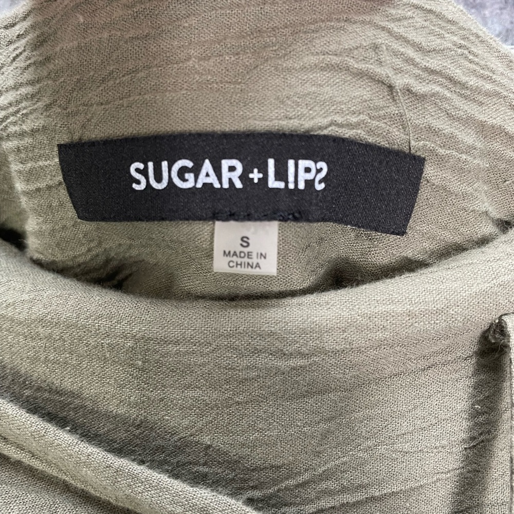 Sugar Lips Jaelyn High Waist Wide Leg Cropped Pants size Small Olive Green - Picture 8 of 12